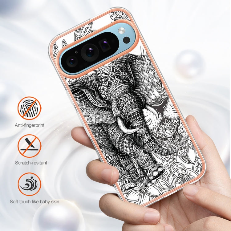 For Google Pixel 9 / 9 Pro Electroplating Dual-side IMD Phone Case(Totem Elephant) by buy2fix
