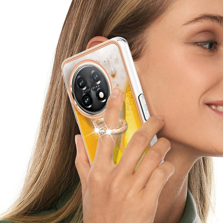 For OnePlus 11 Electroplating Dual-side IMD Phone Case with Ring Holder(Draft Beer) by buy2fix