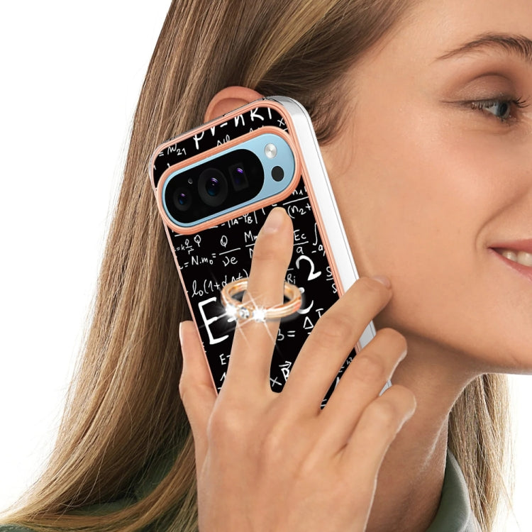 For Google Pixel 9 / 9 Pro Electroplating Dual-side IMD Phone Case with Ring Holder(Equation) by buy2fix