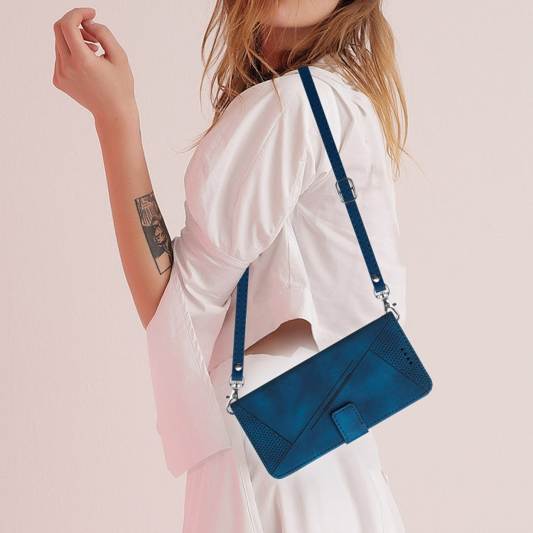 For Honor X8b Dream Triangle Leather Phone Case with Lanyard(Blue) by buy2fix