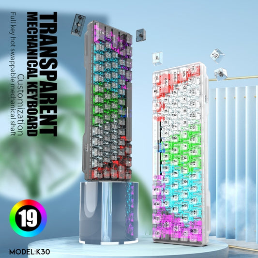 XUNFOX K30 Transparent 61-Keys Blacklit Wired Mechanical Keyboard, Cable Length: 1.5m(White) by buy2fix