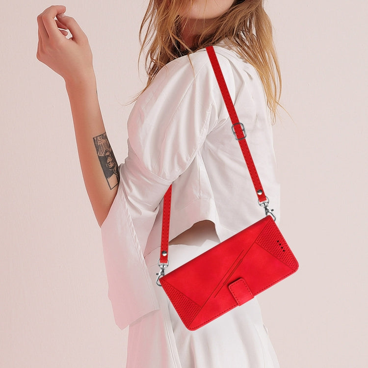 For Xiaomi Redmi Note 13 Dream Triangle Leather Phone Case with Lanyard(Red) by buy2fix