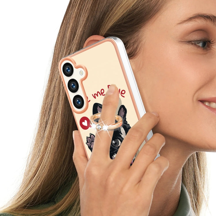 For Samsung Galaxy S24+ 5G Electroplating Dual-side IMD Phone Case with Ring Holder(Lucky Dog) by buy2fix