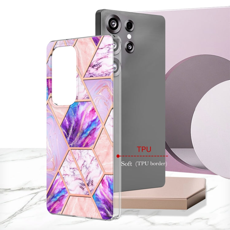 For Samsung Galaxy S25 Ultra 5G Electroplating Splicing Marble TPU Phone Case(Light Purple) by buy2fix