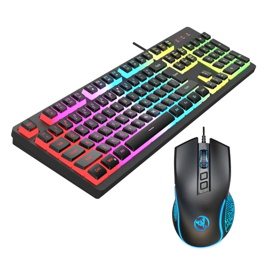 HXSJ L200+X100 Wired RGB Backlit Keyboard and Mouse Set 104 Pudding Key Caps + 3600DPI Mouse(Black) by HXSJ