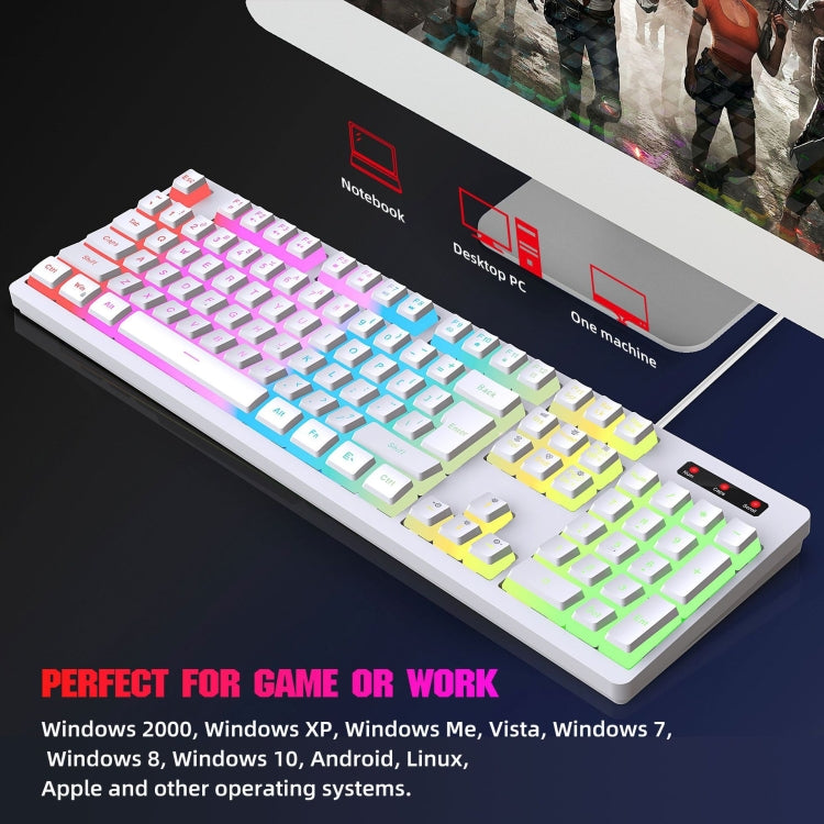 HXSJ L200+X100 Wired RGB Backlit Keyboard and Mouse Set 104 Pudding Key Caps + 3600DPI Mouse(Black) by HXSJ