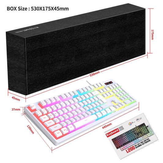 HXSJ L200 Wired RGB Backlit Keyboard 104 Pudding Key Caps(White) by HXSJ