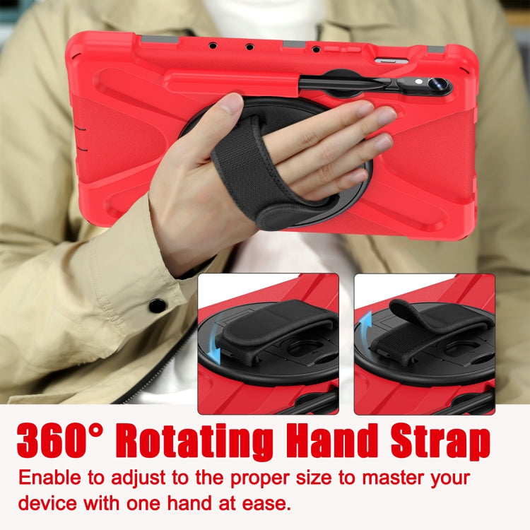 For Galaxy Tab S10 FE / S9 FE / S9 / S8 / S7 Rotatable Kickstand Grip Heavy Duty Hard Rugged Tablet Case(Red) by buy2fix