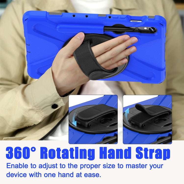 For Galaxy Tab S10 FE / S9 FE / S9 / S8 / S7 Rotatable Kickstand Grip Heavy Duty Hard Rugged Tablet Case(Blue) by buy2fix