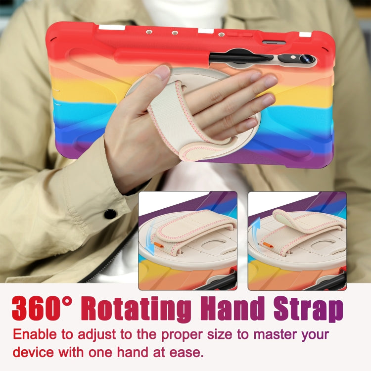 For Galaxy Tab S10 FE / S9 FE / S9 / S8 / S7 Rotatable Kickstand Grip Heavy Duty Hard Rugged Tablet Case(Colorful Red) by buy2fix