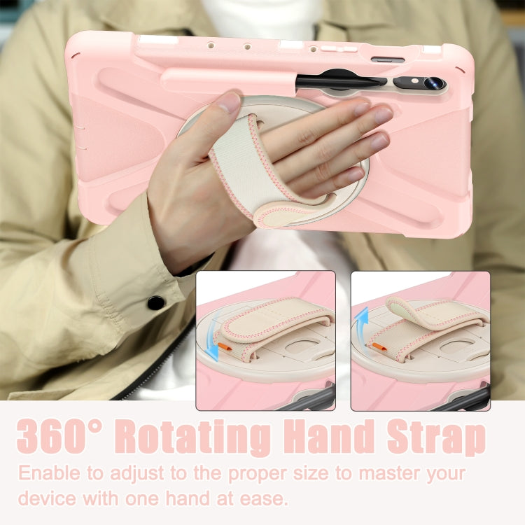 For Galaxy Tab S10 FE / S9 FE / S9 / S8 / S7 Rotatable Kickstand Grip Heavy Duty Hard Rugged Tablet Case(Pink) by buy2fix