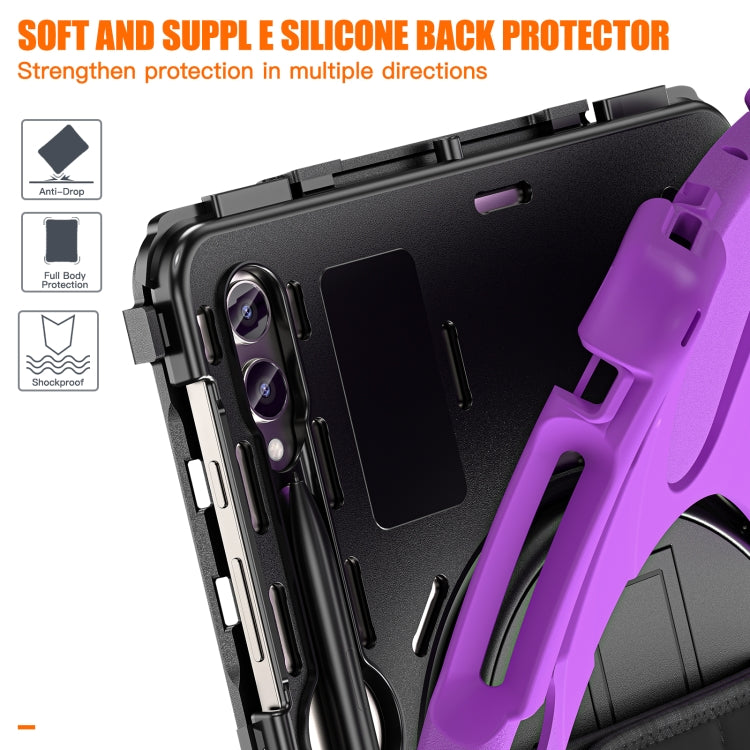 For Samsung Galaxy Tab S9+ / S8+ Rotatable Kickstand Grip Heavy Duty Hard Rugged Tablet Case(Purple) by buy2fix