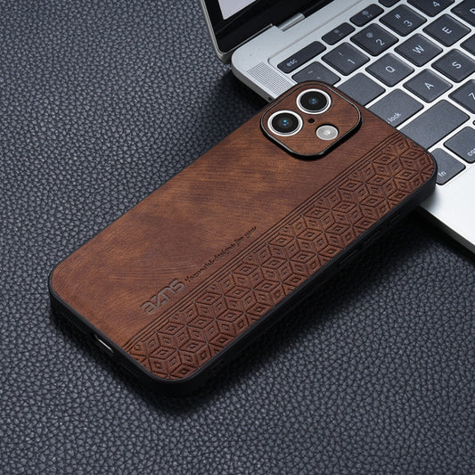 For iPhone 16 AZNS 3D Embossed Skin Feel Phone Case(Brown) by AZNS