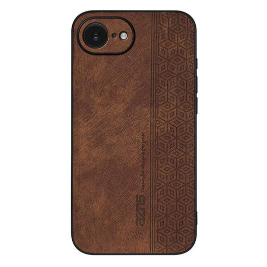 For iPhone 16e AZNS 3D Embossed Skin Feel Phone Case(Brown) - iPhone 16e Cases by AZNS | Online Shopping UK | buy2fix