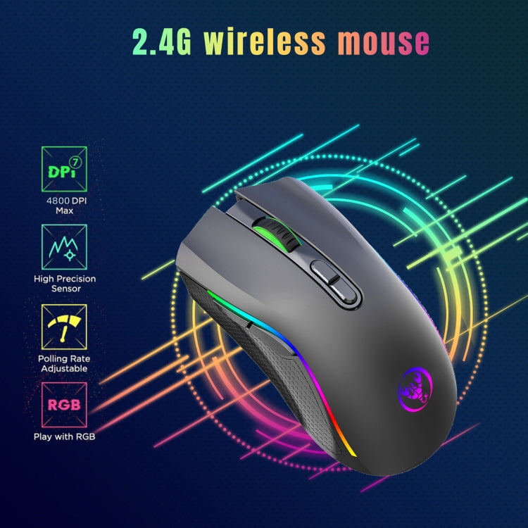 HXSJ T69 4800DPI RGB 2.4GHz Wireless Mouse(Black) by HXSJ