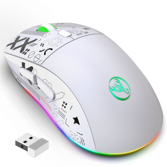 HXSJ T90 RGB Light Three-mode Wireless Gaming Mouse(White) by HXSJ
