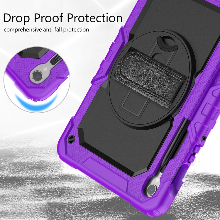 For Samsung Galaxy Tab S8 / S7 Lucky Wheel Grip Silicone Hybrid PC Tablet Case with Shoulder Strap(Purple+Black) by buy2fix
