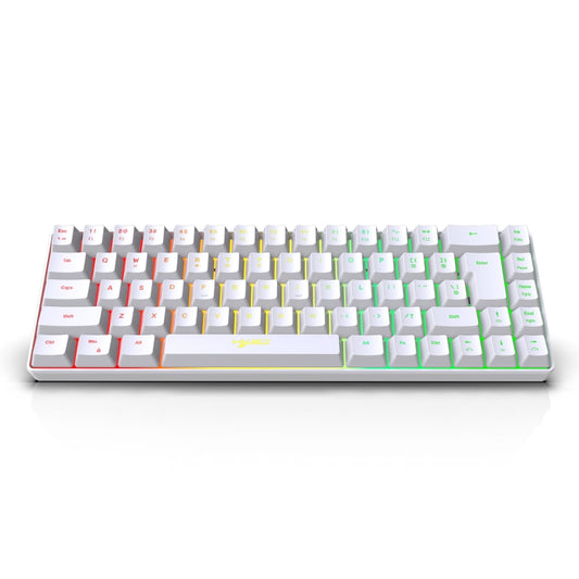 HXSJ V200 Wired RGB Backlit Mechanical Keyboard 68 Key Caps, Cable Length: 1.7m(White) by HXSJ