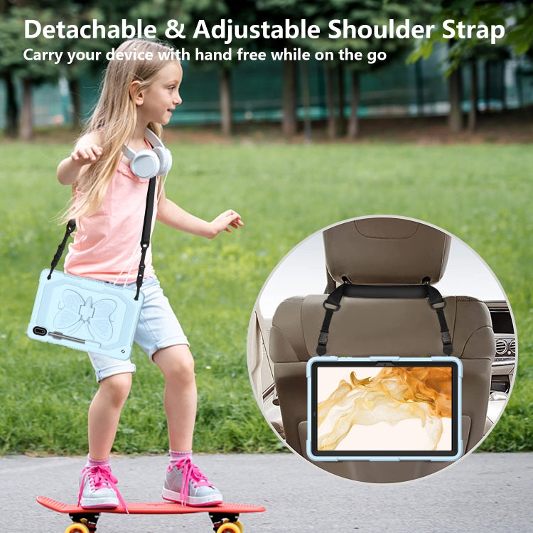 For Samsung Galaxy Tab S9 Butterfly Kickstand Heavy Duty Hard Rugged Tablet Case(Ice Blue) by buy2fix