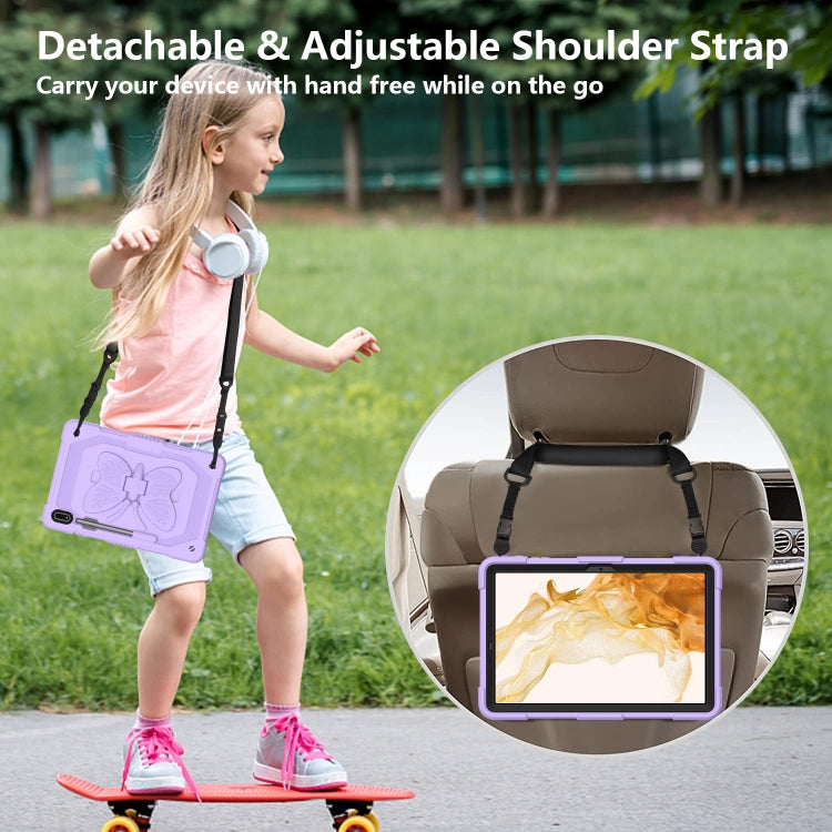 For Samsung Galaxy Tab S9+ Butterfly Kickstand Heavy Duty Hard Rugged Tablet Case(Raro Purple) by buy2fix