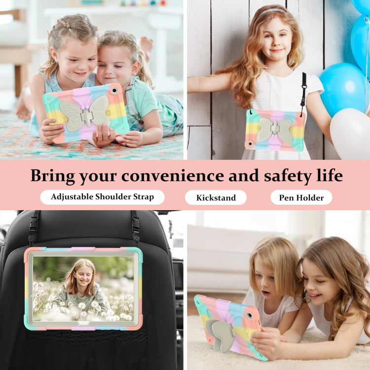 For Samsung Galaxy Tab A9+ Butterfly Kickstand Heavy Duty Hard Rugged Tablet Case(Colorful Rose Gold) - Galaxy Tab A9+ by buy2fix | Online Shopping UK | buy2fix