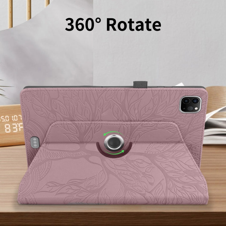For iPad Pro 11 2022 / 2021 / 2020 Tree Life Embossed Rotation Leather Smart Tablet Case(Rose Gold) - iPad Pro 11 (2022/2021) Cases by buy2fix | Online Shopping UK | buy2fix