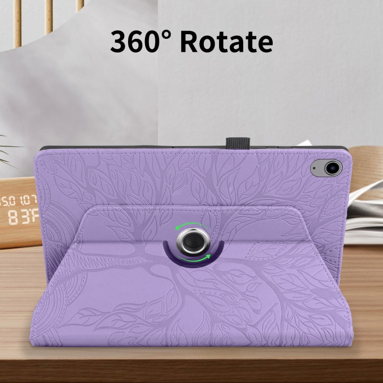 For iPad 2025 / 2022 Tree Life Embossed Rotation Leather Smart Tablet Case(Purple) - iPad 2025 / 2022 Cases by buy2fix | Online Shopping UK | buy2fix