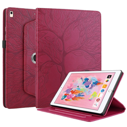 For iPad 10.2 2021 / 2020 / 10.5 Tree Life Embossed Rotation Leather Smart Tablet Case(Red) - iPad 10.2 Cases by buy2fix | Online Shopping UK | buy2fix
