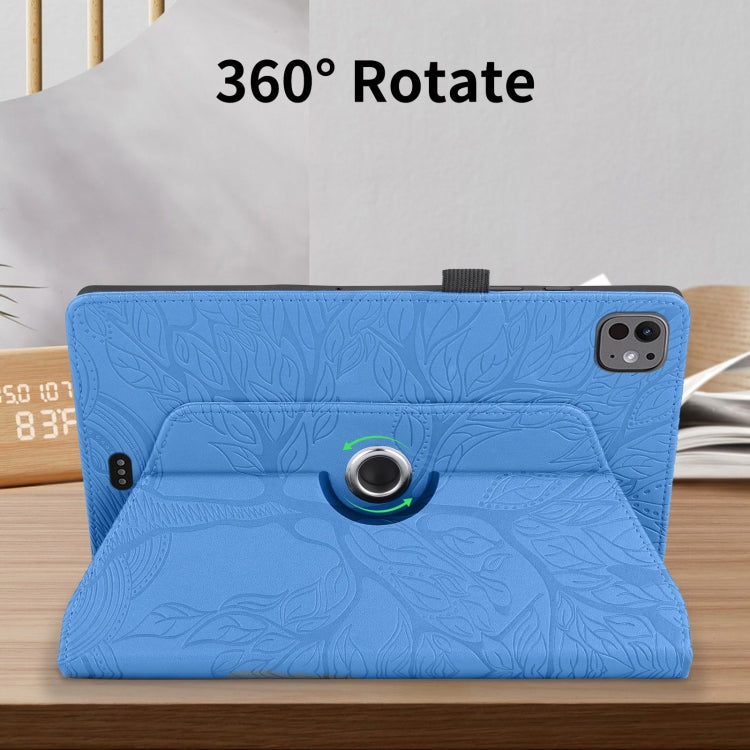 For iPad Pro 11 2025 / 2024 Tree Life Embossed Rotation Leather Smart Tablet Case(Blue) by buy2fix