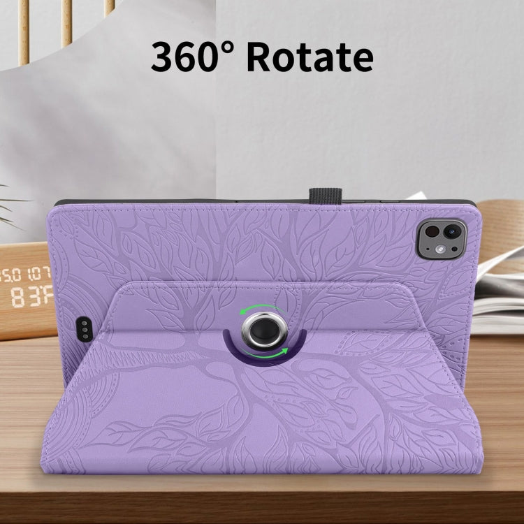 For iPad Pro 13 2025 / 2024 Tree Life Embossed Rotation Leather Smart Tablet Case(Purple) by buy2fix