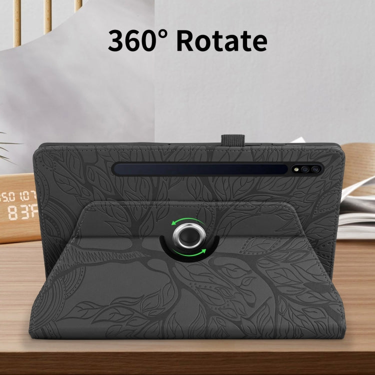 For Samsung Galaxy Tab S10 / S8 / S7 Tree Life Embossed Rotation Leather Tablet Case(Black) by buy2fix