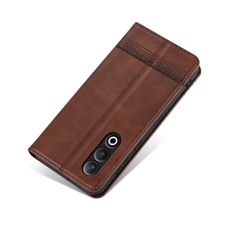 For OPPO K12 AZNS Magnetic Calf Texture Flip Leather Phone Case(Dark Brown) by AZNS