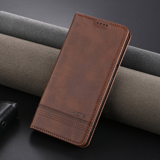 For OPPO Reno12 Pro Global AZNS Magnetic Calf Texture Flip Leather Phone Case(Dark Brown) by AZNS