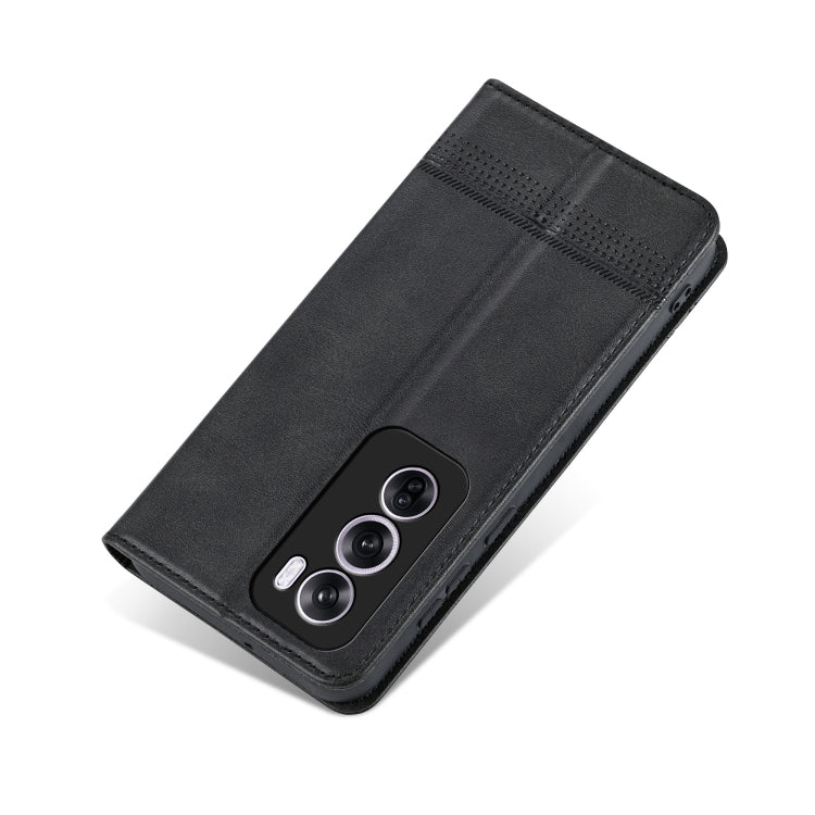 For OPPO Reno12 Pro Global AZNS Magnetic Calf Texture Flip Leather Phone Case(Black) by AZNS