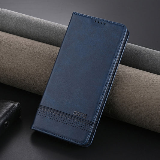 For OPPO Reno12 F 4G AZNS Magnetic Calf Texture Flip Leather Phone Case(Dark Blue) by AZNS