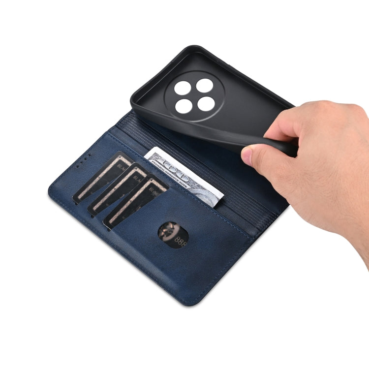 For OPPO Reno12 F 4G AZNS Magnetic Calf Texture Flip Leather Phone Case(Dark Blue) by AZNS