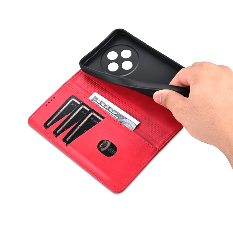 For OPPO Reno12 F 4G AZNS Magnetic Calf Texture Flip Leather Phone Case(Red) by AZNS