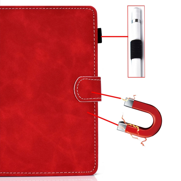 For 10 inch Tablet PC Universal Cowhide Texture Horizontal Flip Leather Case with Holder & Card Slots & Pen Slot(Red) - 8 inch by buy2fix | Online Shopping UK | buy2fix