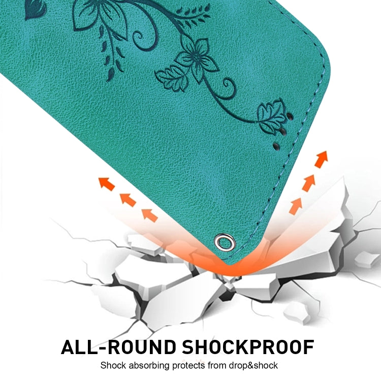 For Google Pixel 9 Pro Lily Embossed Leather Phone Case(Green) by buy2fix