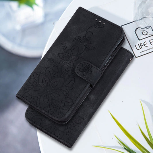 For Google Pixel 9 Pro Lily Embossed Leather Phone Case(Black) by buy2fix
