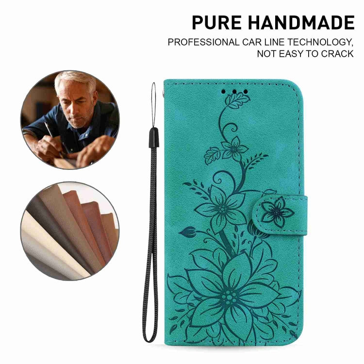 For OnePlus 11 Lily Embossed Leather Phone Case(Green) by buy2fix