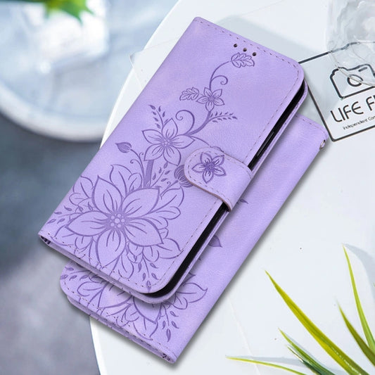 For OnePlus 13 Lily Embossed Leather Phone Case(Purple) by buy2fix