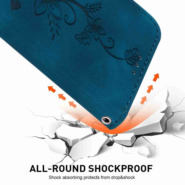 For OnePlus 13 Lily Embossed Leather Phone Case(Dark Blue) by buy2fix