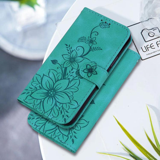 For iPhone Air Lily Embossed Leather Phone Case(Green) - iPhone Air Cases by buy2fix | Online Shopping UK | buy2fix