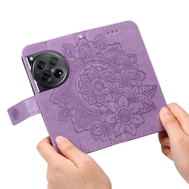 For OnePlus 12 Seven-petal Flowers Embossing Leather Phone Case(Light Purple) by buy2fix