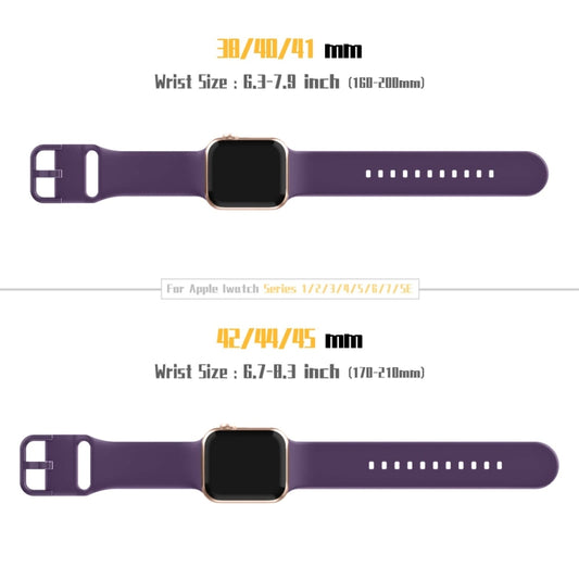 For Apple Watch Series 8 45mm Pin Buckle Silicone Watch Band(Dark Purple) by buy2fix
