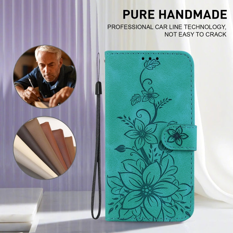 For Motorola Edge 50 Pro Lily Embossed Leather Phone Case(Green) by buy2fix