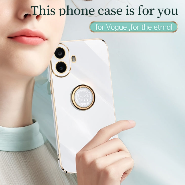 For Nothing CMF Phone 1 XINLI Straight 6D Plating Gold Edge TPU Shockproof Case with Ring Holder(Black) - Nothing Cases by XINLI | Online Shopping UK | buy2fix