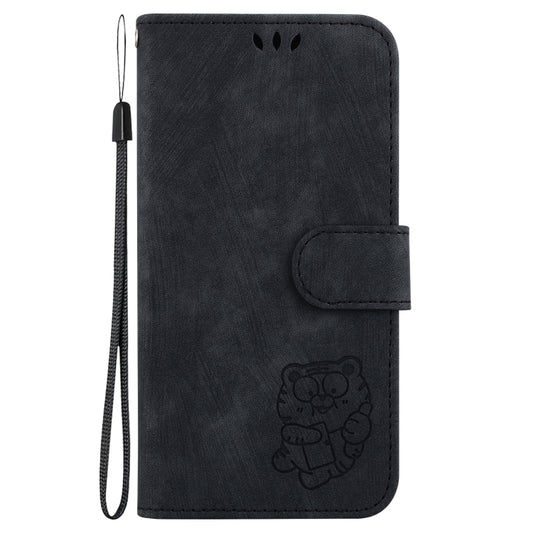 For iPhone 16 Pro Max Little Tiger Embossed Leather Phone Case(Black) by buy2fix