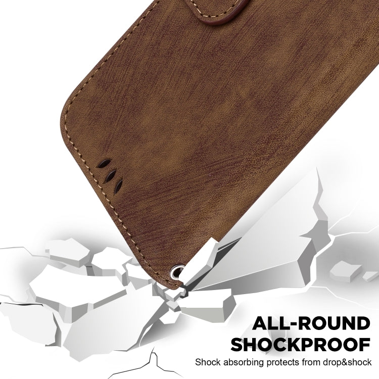 For iPhone 16 Pro Little Tiger Embossed Leather Phone Case(Brown) by buy2fix